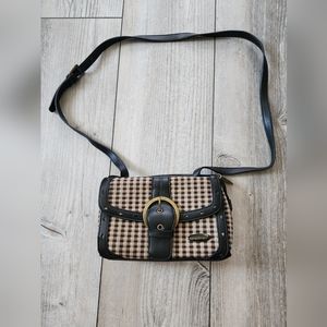Longaberger Black and Tan Checkered Crossbody